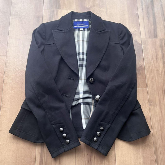 BURBERRY BLUE LABEL Jacket Nova Check Asian fit S 36 US size XS Black Authentic