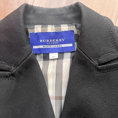 BURBERRY BLUE LABEL Jacket Nova Check Asian fit S 36 US size XS Black Authentic