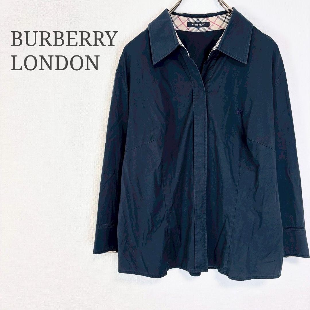 BURBERRY LONDON Jacket Nova Check FREE SIZE Navy Authentic