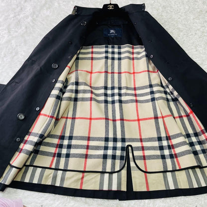 BURBERRY LONDON Coat Nova Check Asian fit XS 34 US size 2XS Black Authentic