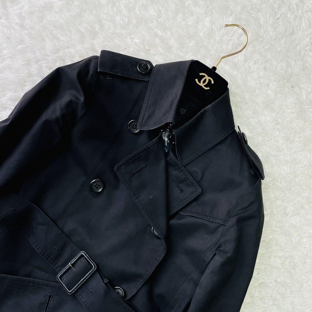 BURBERRY LONDON Coat Nova Check Asian fit XS 34 US size 2XS Black Authentic
