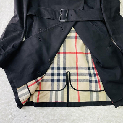 BURBERRY LONDON Coat Nova Check Asian fit XS 34 US size 2XS Black Authentic