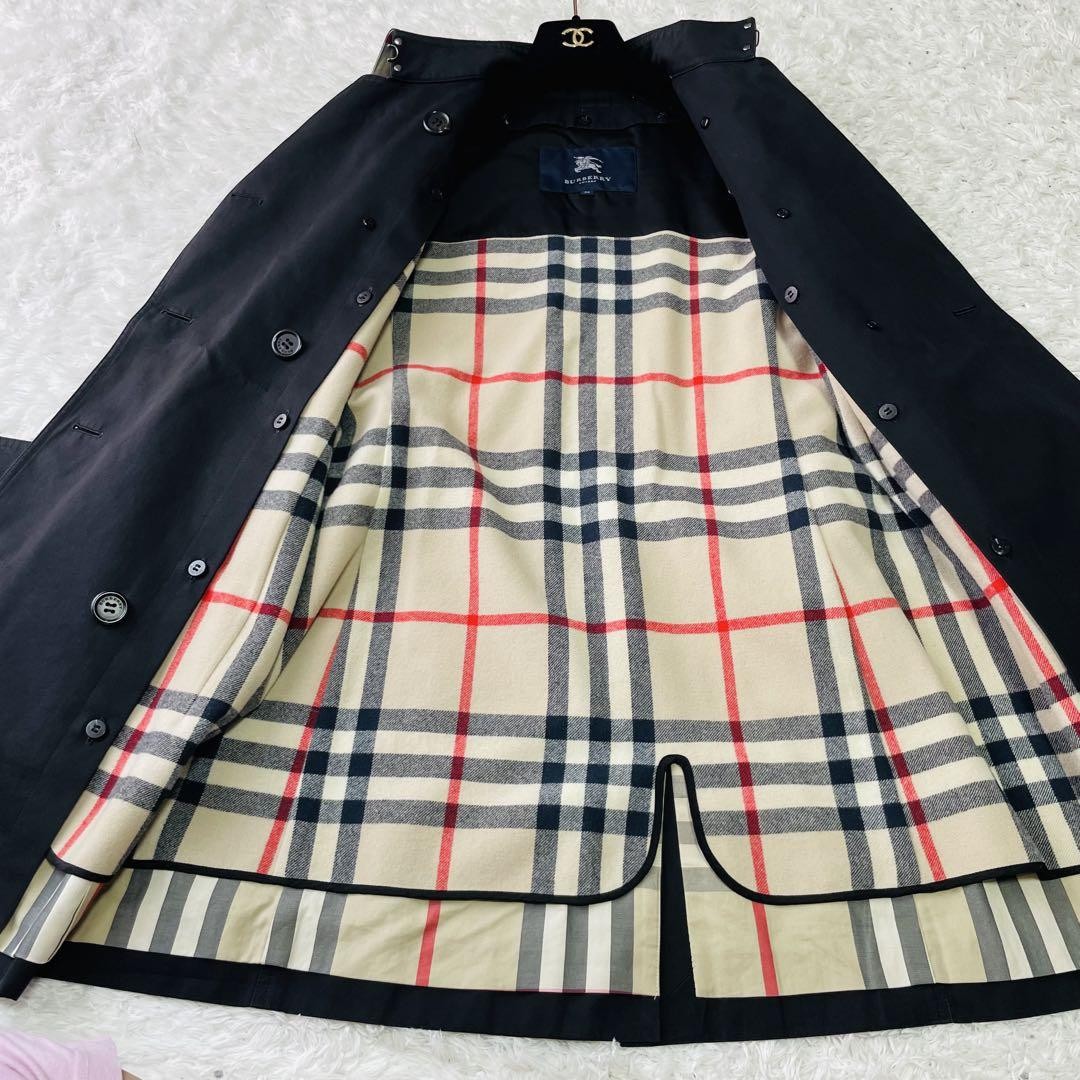 BURBERRY LONDON Coat Nova Check Asian fit XS 34 US size 2XS Black Authentic