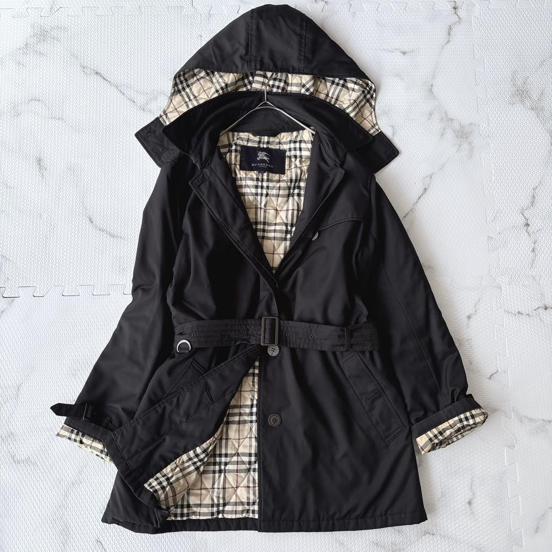 BURBERRY LONDON Coat Nova Check Asian fit L 40 US size M Black Authentic