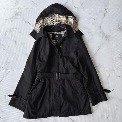 BURBERRY LONDON Coat Nova Check Asian fit L 40 US size M Black Authentic