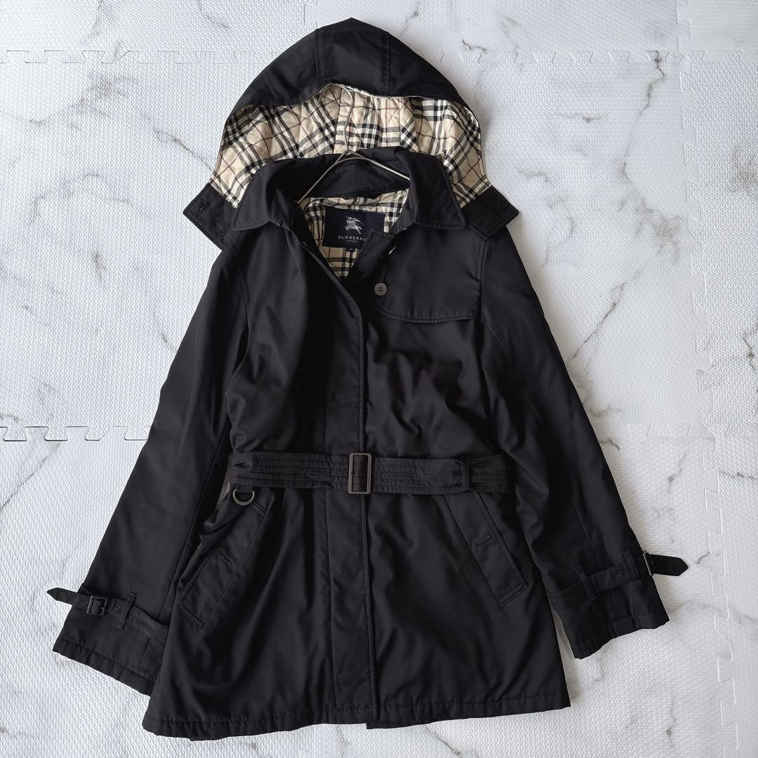 BURBERRY LONDON Coat Nova Check Asian fit L 40 US size M Black Authentic