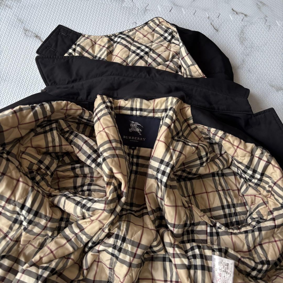 BURBERRY LONDON Coat Nova Check Asian fit L 40 US size M Black Authentic