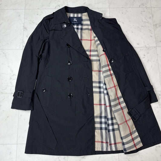 BURBERRY LONDON Coat Nova Check Asian fit L US size M Black Authentic