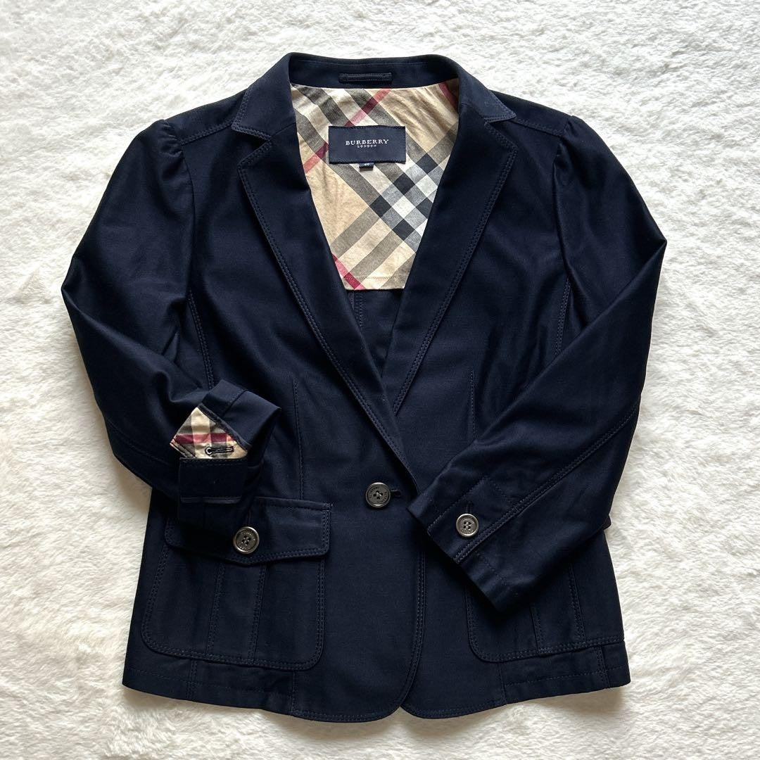 BURBERRY LONDON Jacket Nova Check Asian fit L 40 US size M Navy Authentic