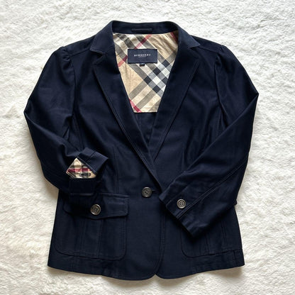 BURBERRY LONDON Jacket Nova Check Asian fit L 40 US size M Navy Authentic