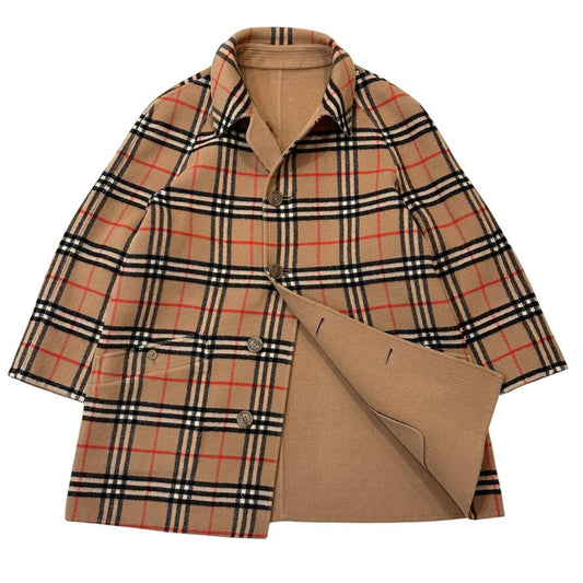 BURBERRYS Coat Nova Check Asian fit M US size S Wool Camel Authentic