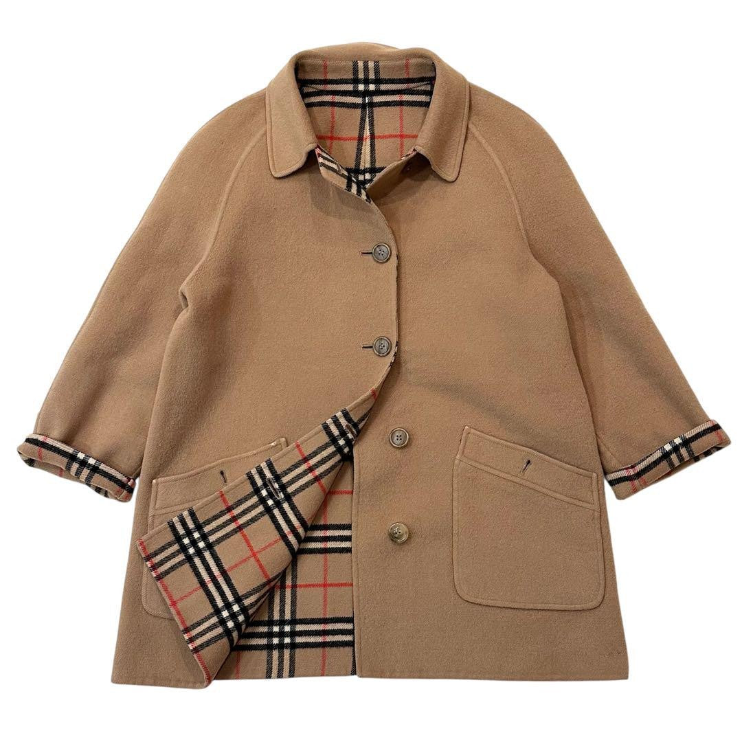 BURBERRYS Coat Nova Check Asian fit M US size S Wool Camel Authentic