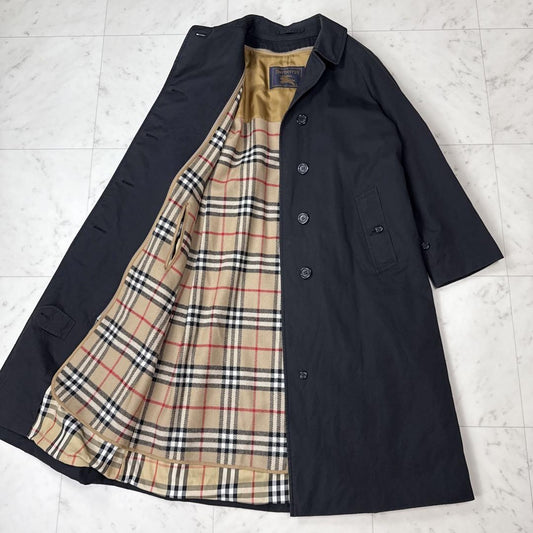 BURBERRY Coat Nova Check Asian fit S US size XS Black Authentic