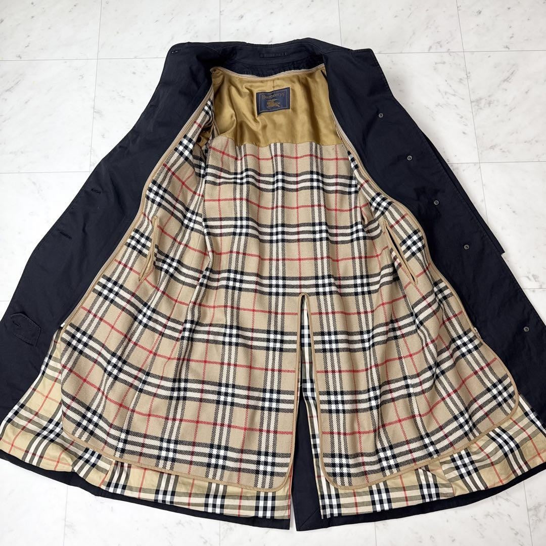 BURBERRY Coat Nova Check Asian fit S US size XS Black Authentic