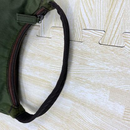 PRADA Accessory Pouch Hand Bag Tote Purse Logo Nylon Green Authentic