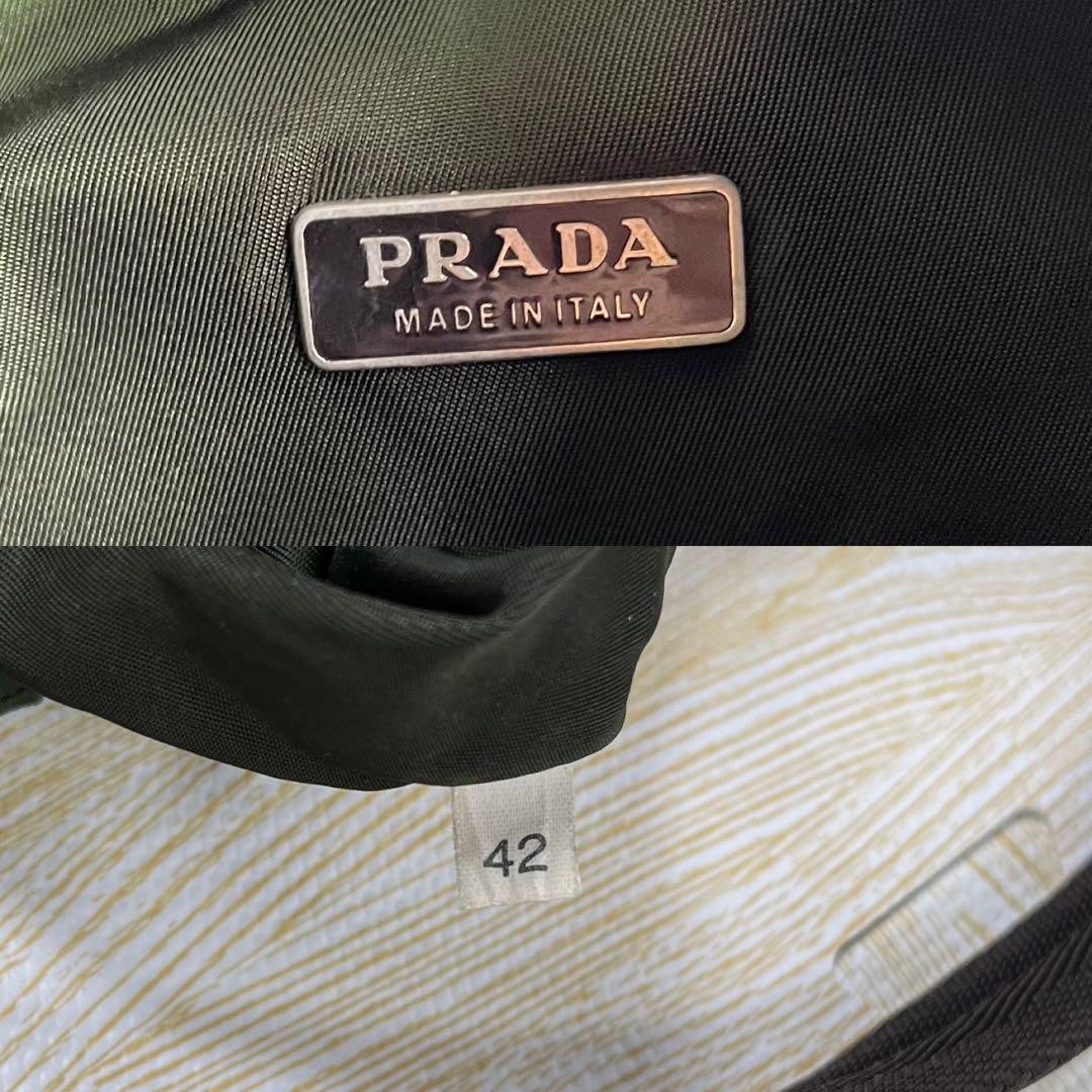 PRADA Accessory Pouch Hand Bag Tote Purse Logo Nylon Green Authentic