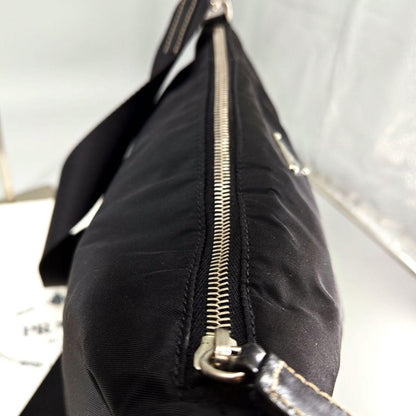 PRADA Shoulder Bag Purse Logo Nylon Leather Black Authentic