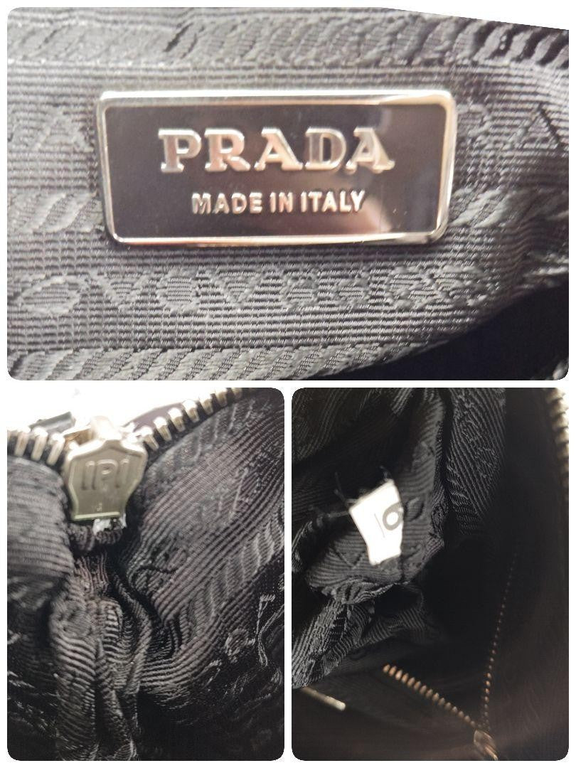 PRADA Shoulder Bag Purse Logo Nylon Leather Black Authentic