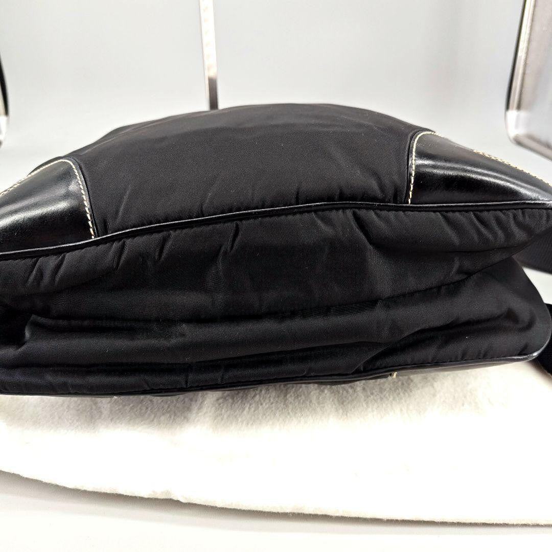 PRADA Shoulder Bag Purse Logo Nylon Leather Black Authentic