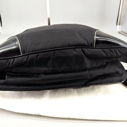 PRADA Shoulder Bag Purse Logo Nylon Leather Black Authentic