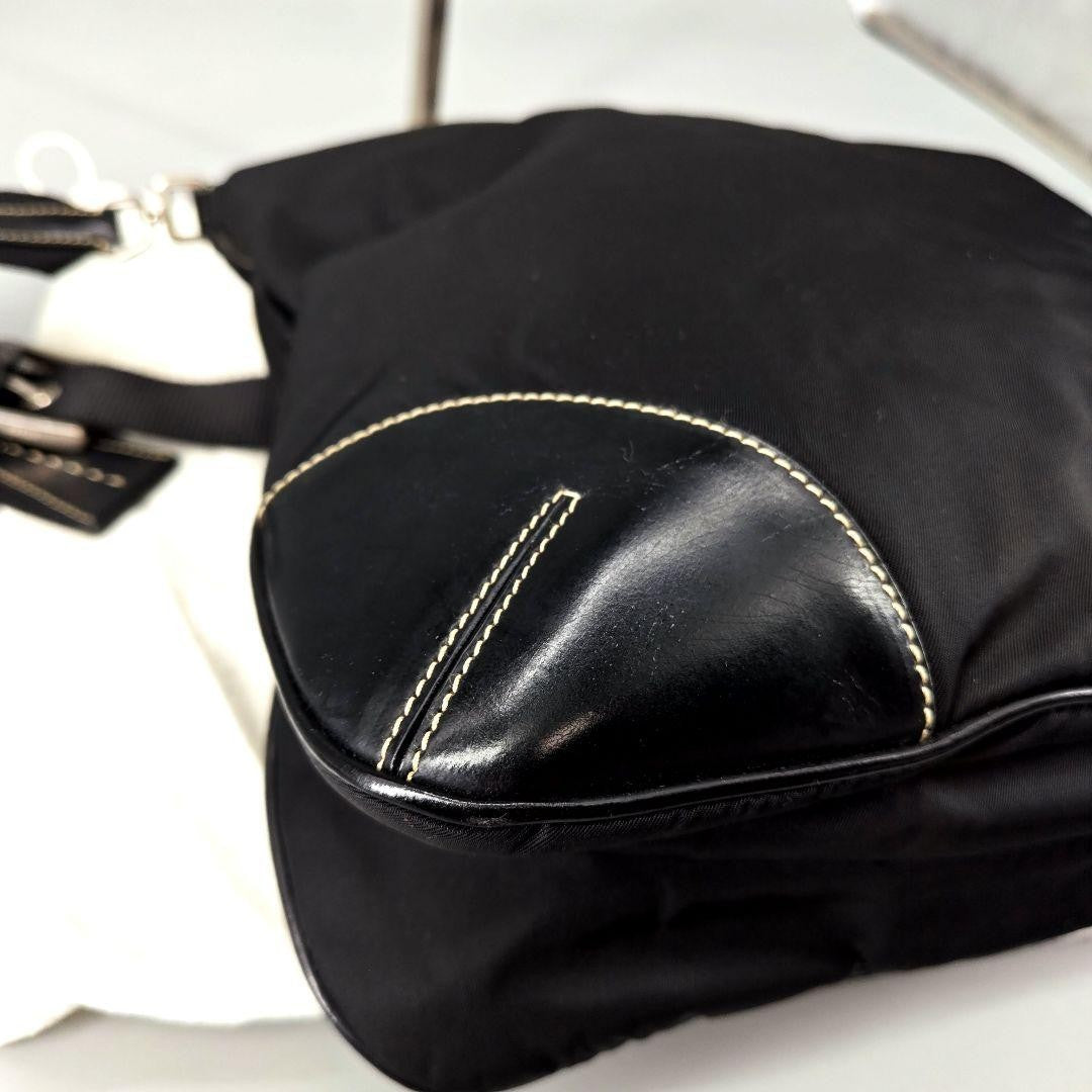 PRADA Shoulder Bag Purse Logo Nylon Leather Black Authentic
