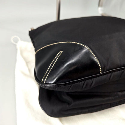 PRADA Shoulder Bag Purse Logo Nylon Leather Black Authentic