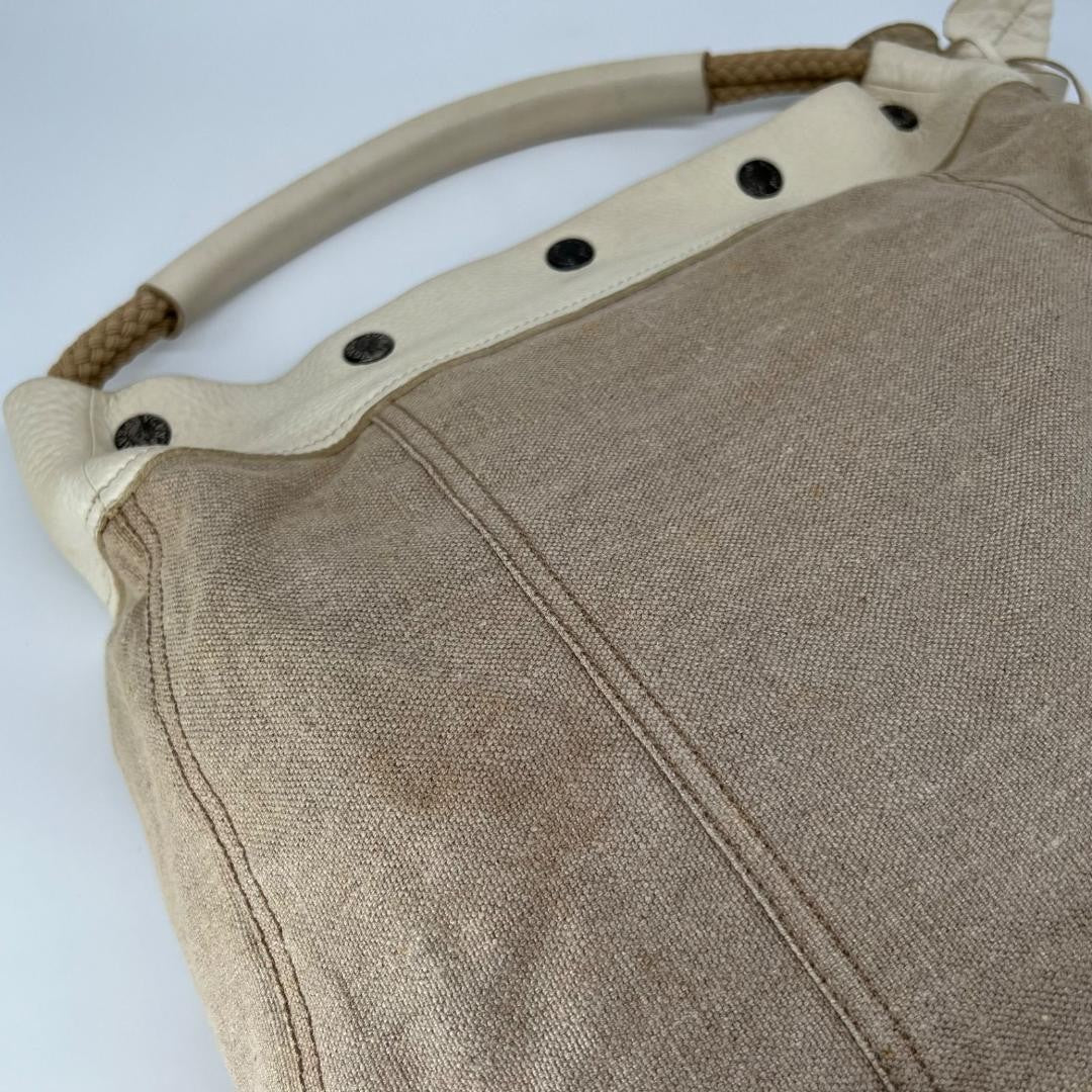 PRADA Shoulder Bag Purse Leather Beige Authentic