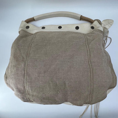 PRADA Shoulder Bag Purse Leather Beige Authentic