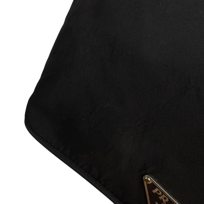 PRADA Accessory Pouch Hand Bag Tote Purse Logo Nylon Leather Black Authentic