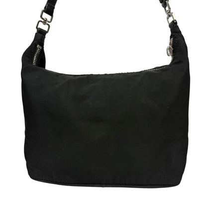 PRADA Accessory Pouch Hand Bag Tote Purse Logo Nylon Leather Black Authentic