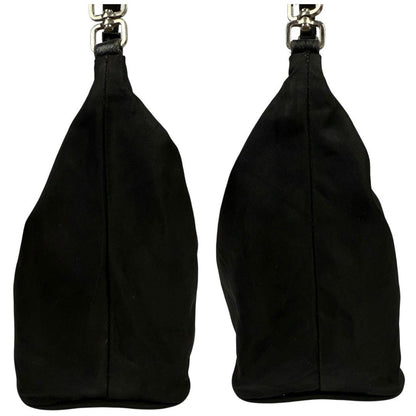 PRADA Accessory Pouch Hand Bag Tote Purse Logo Nylon Leather Black Authentic