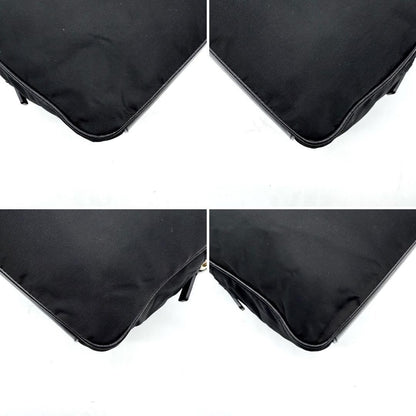 PRADA Hand Bag Tote Purse Logo Nylon Leather Black Authentic