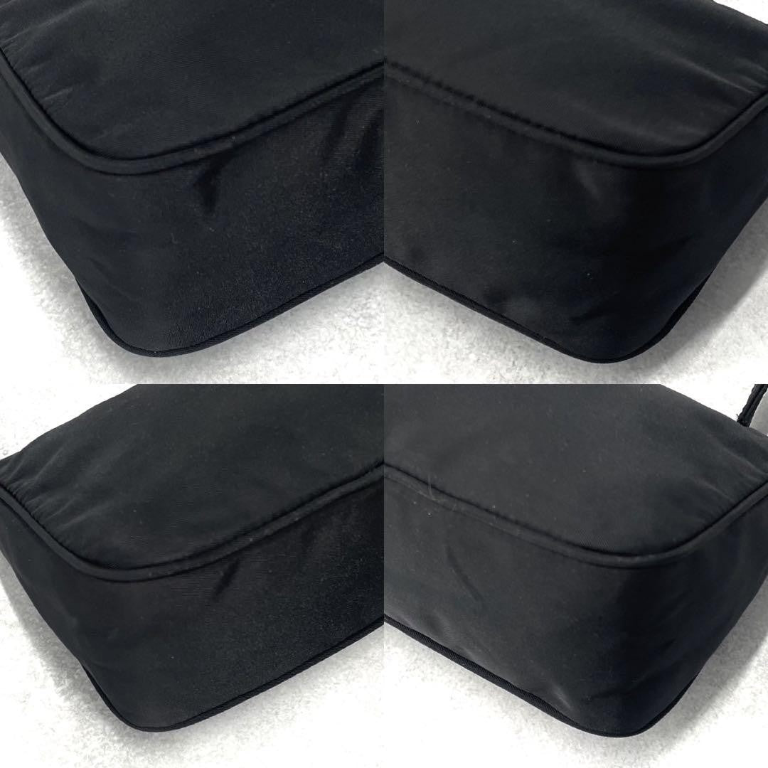 PRADA Accessory Pouch Hand Bag Tote Purse Logo Nylon Black Authentic