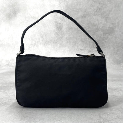PRADA Accessory Pouch Hand Bag Tote Purse Logo Nylon Black Authentic