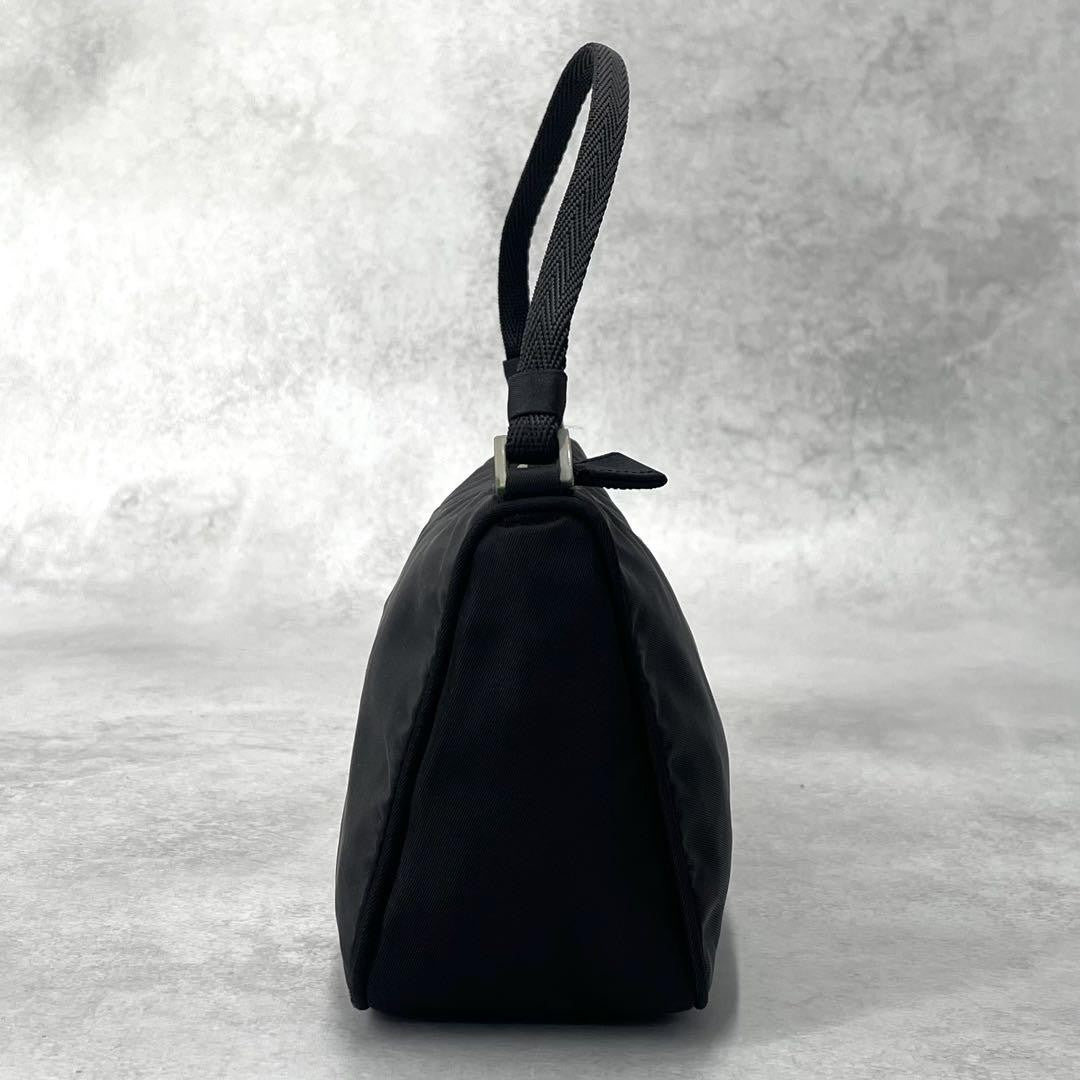 PRADA Accessory Pouch Hand Bag Tote Purse Logo Nylon Black Authentic