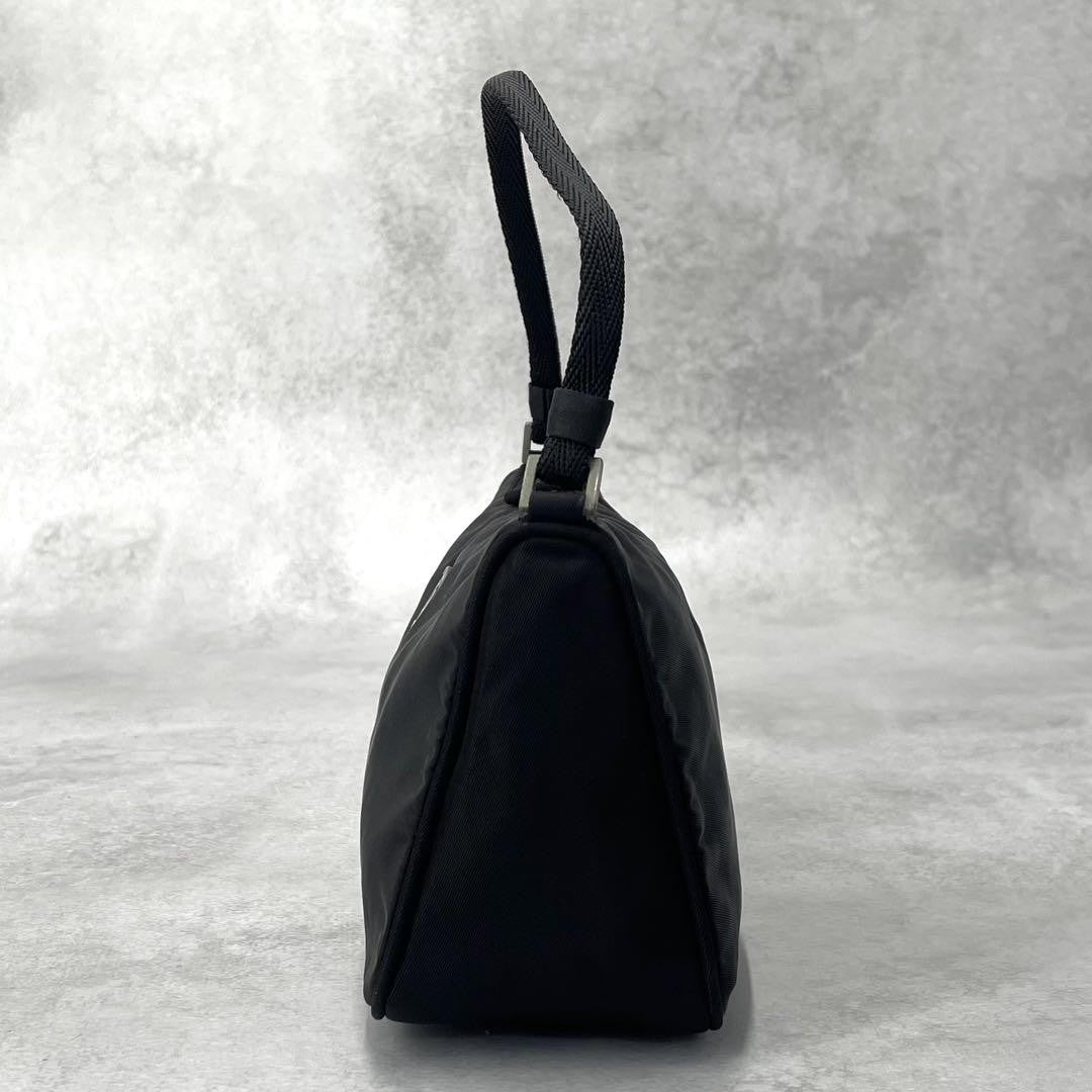 PRADA Accessory Pouch Hand Bag Tote Purse Logo Nylon Black Authentic