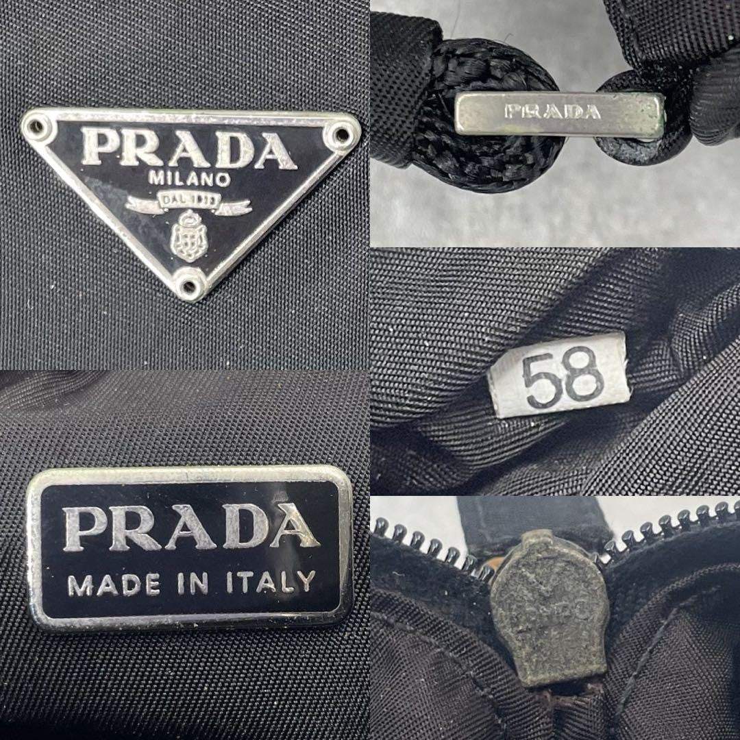 PRADA Accessory Pouch Hand Bag Tote Purse Logo Nylon Black Authentic