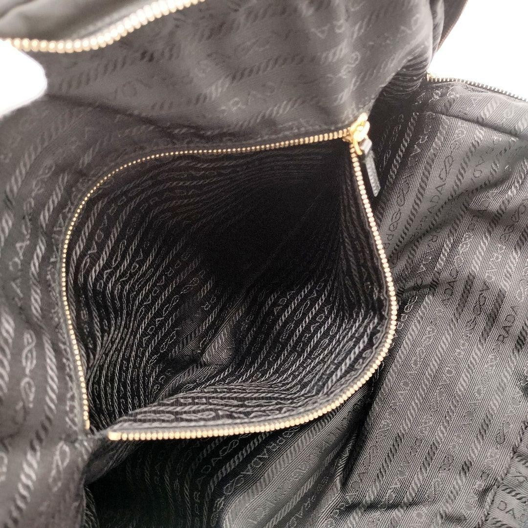 PRADA Hand Bag Tote Purse Logo Nylon Black Authentic