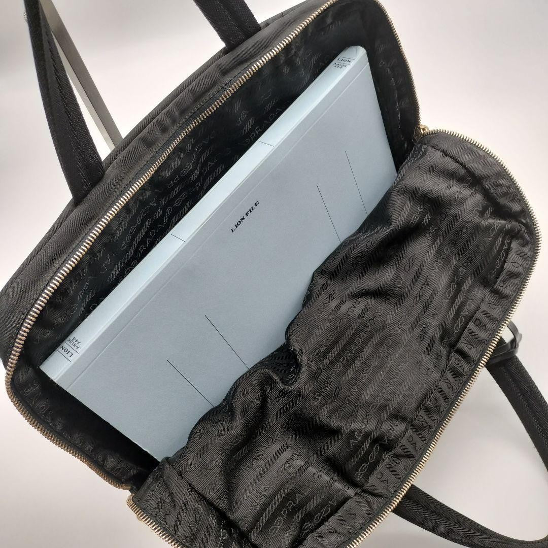 PRADA Hand Bag Tote Purse Logo Nylon Black Authentic