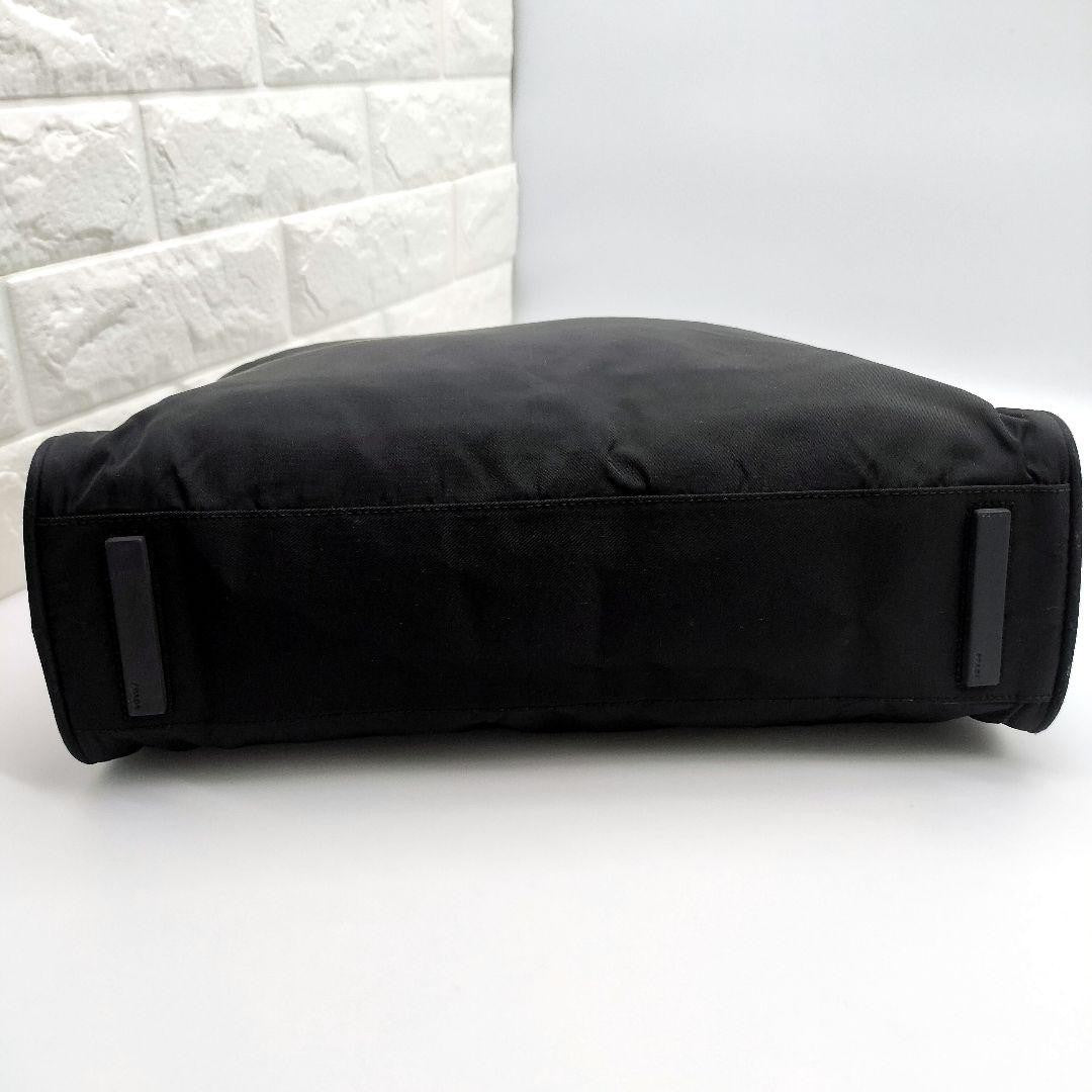 PRADA Hand Bag Tote Purse Logo Nylon Black Authentic