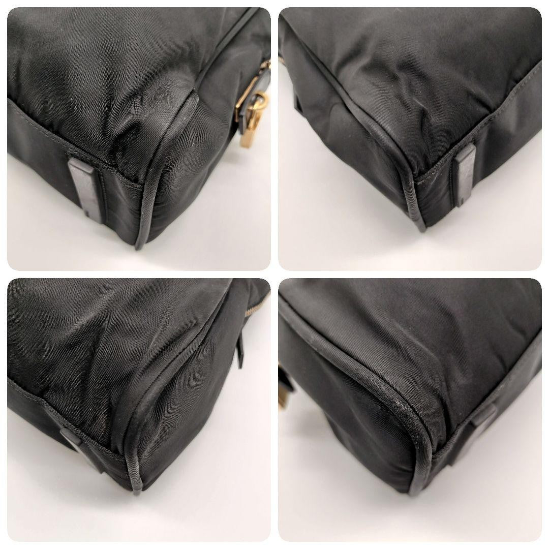 PRADA Hand Bag Tote Purse Logo Nylon Black Authentic