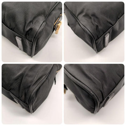 PRADA Hand Bag Tote Purse Logo Nylon Black Authentic