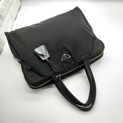 PRADA Hand Bag Tote Purse Logo Nylon Black Authentic