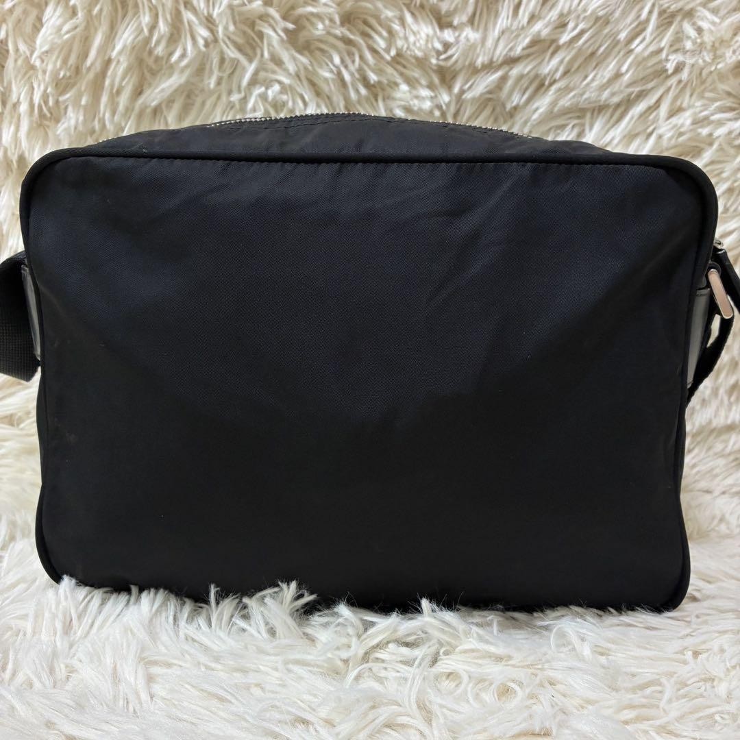 PRADA Shoulder Camera Bag Purse Logo Nylon Black Authentic