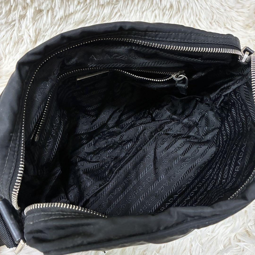 PRADA Shoulder Camera Bag Purse Logo Nylon Black Authentic