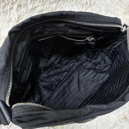 PRADA Shoulder Camera Bag Purse Logo Nylon Black Authentic