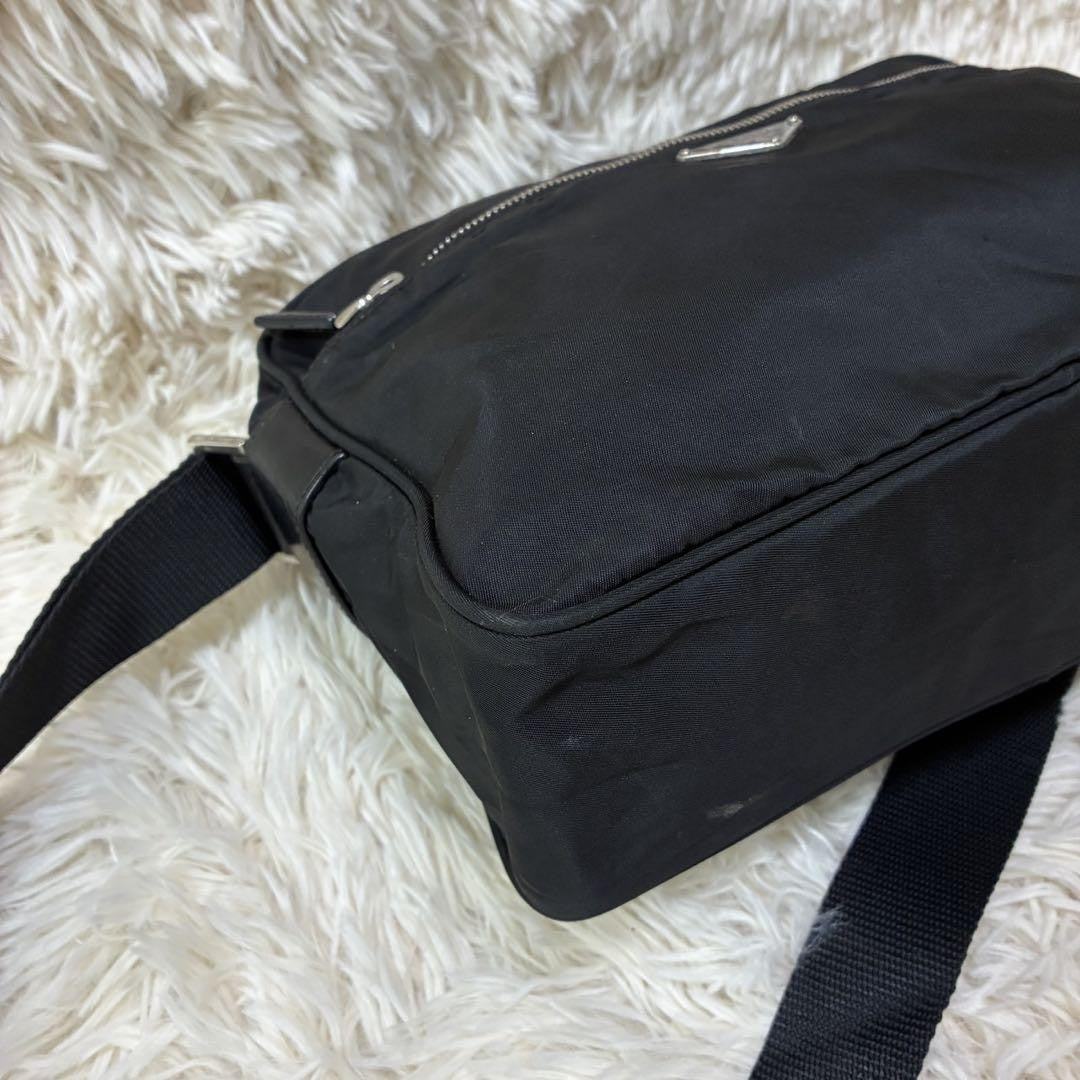 PRADA Shoulder Camera Bag Purse Logo Nylon Black Authentic