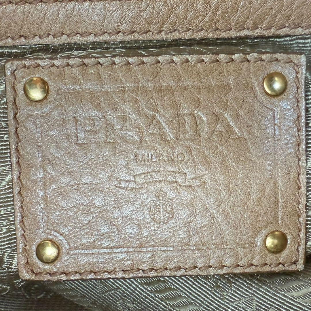 PRADA Hand Bag Tote Purse Leather Brown Authentic