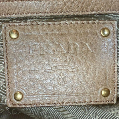 PRADA Hand Bag Tote Purse Leather Brown Authentic