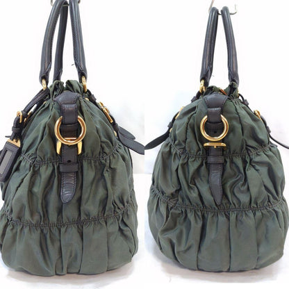 PRADA Hand Shoulder Bag Tote Purse 2way Nylon Leather Authentic